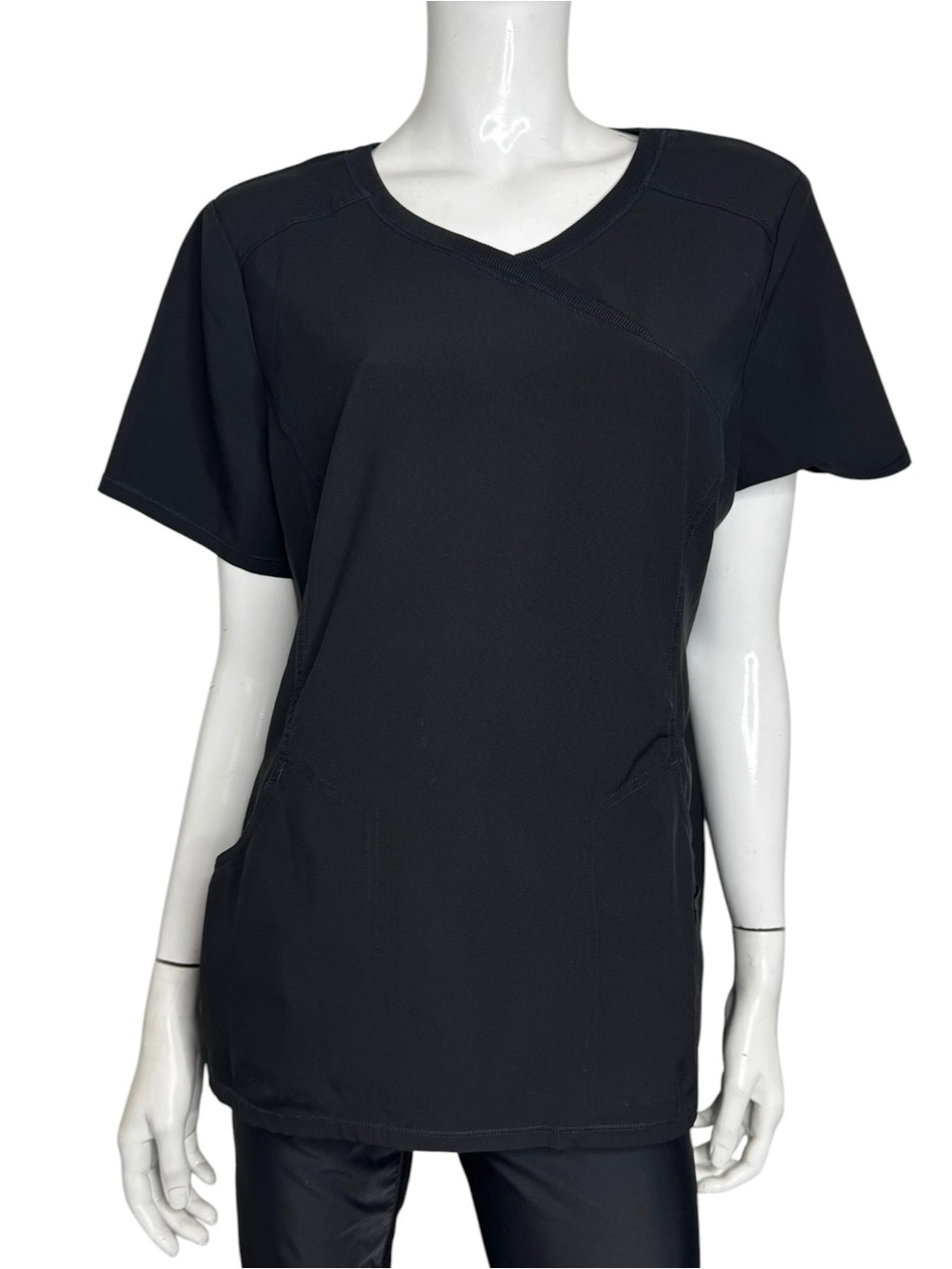 Cherokee Infinity Black V-Neck Short Sleeve Medical Top